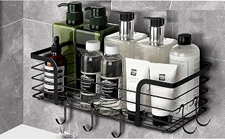 Boniry Adhesive Shower Organizer with 3 Hooks/No Drilling Wall Mounted