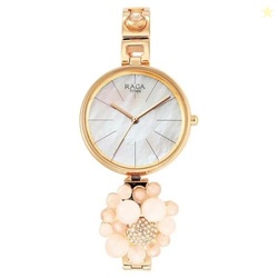 Raga Delight Quartz Analog Mother of Pearl Dial Rose Gold Metal Strap