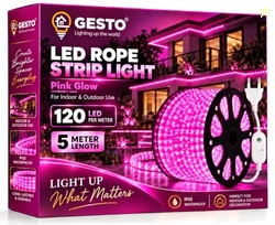 Gesto 5 Meter Pink LED Rope Strip Light | 120 LEDs/Mtr | Cuttable Ever