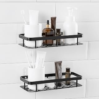 Self-Adhesive Aluminium Bathroom Wall Shelf | Water-Resistant | Pack o