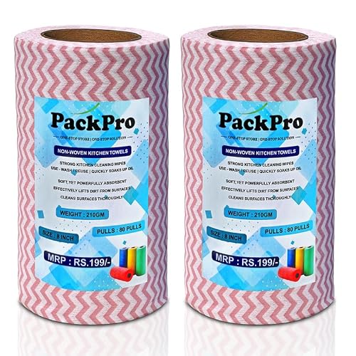 PackPro Non-Woven Kitchen Towel Roll | Red | 160 Pulls | 80 Pulls x 2