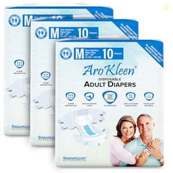 Arokleen (ISI CERTIFIED) Adult Diapers Tape Style | Medium (M) Size, 3