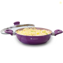 Royal Velvet Non-Stick Kadhai with Glass Lid 24cm for Kitchen, 2.7L No