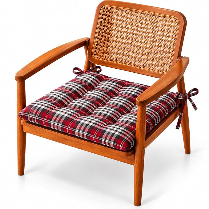 HOMEKART Chair Pad Cushion with Tie Straps, Thick Tufted Seat Cushion