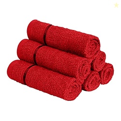 Story@Home Face Towel Set of 6 | 100% Cotton | 450 GSM | Wine Red | Qu