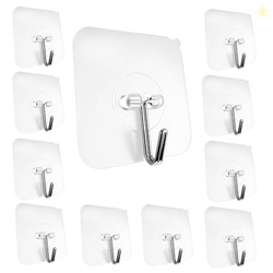 MollisHomes Round Hooks for Wall Without Drilling, 10 Pack Self Adhesi