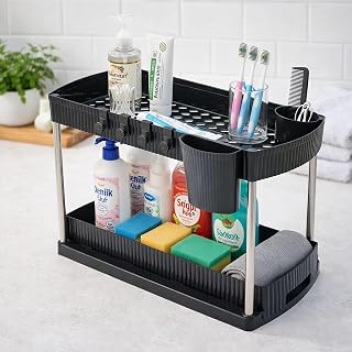 HomeWiz Sink Organizer 2-Tier | Under Sink Storage Organizer | Kitchen