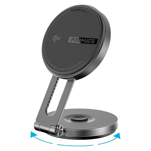 Promate Qi2 Certified Wireless Magnetic Car Charger Mount with 15W Mag