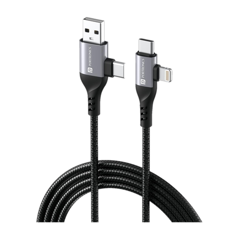 Portronics 4-in-1 Cable 3 A 1 m Konnect 4 IN 1 Multi Functional w...mo