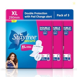 Stayfree Secure xl | Combo packs 120 Pads | Cottony Soft Sanitary Pads