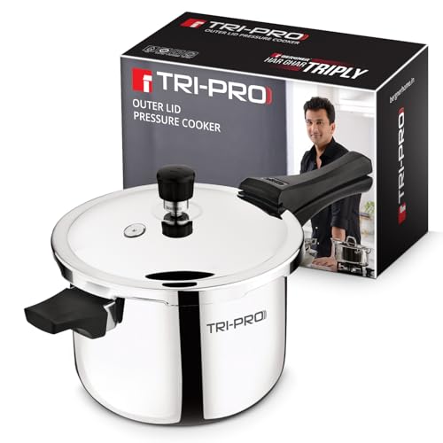 Bergner TriPro Triply Outer Lid Pressure Cooker 5 Litres, Bakelite Saf