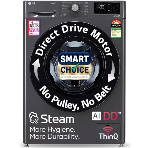 LG Smart Choice, 9 Kg, 5 Star, AI Direct Drive Technology, Steam Wash,