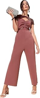 Women's Mauve & Wine Round Neck Short Sleeve Embellished Regular Jumps