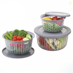 Amazon Brand - Solimo Plastic Linea Storage Containers with Lid Food G
