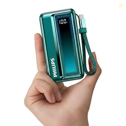 Philips 10000mAh 30W Max Fast Charging Power Bank (Chrystal Teal) with