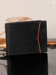 KILLER Men Casual Black Genuine Leather Wallet (3 Card Slots)
