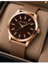 Killer Men Brass Dial & Bracelet Style Straps Analogue Watch KLR-GR055