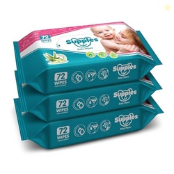 Amazon Brand - Supples Baby Wet Wipes | 216 Wipes | 72 Wipes x 3 Packs