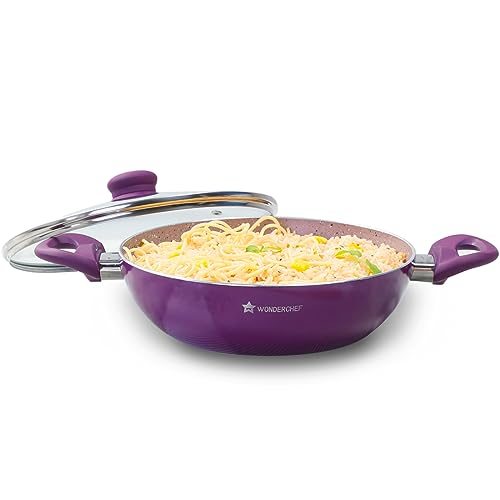 Wonderchef Royal Velvet Non-Stick Kadhai with Glass Lid 24cm for Kitch
