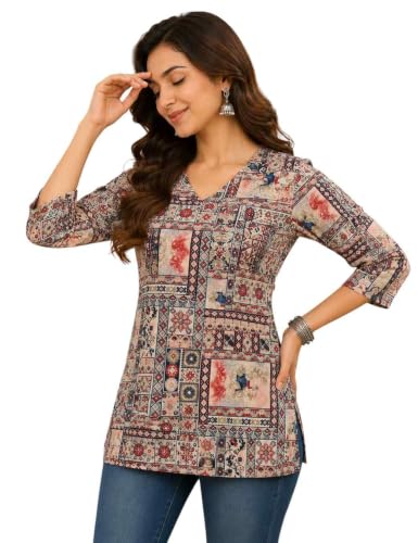 KHILORI Women's Cotton Short Kurti Soft & Breathable Straight Kurti fo