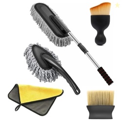 OTO2EYE 5 PCs Microfiber Car Duster with Long Handle Car Cleaning Brus