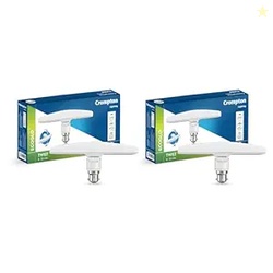 Crompton Twist T-Bulb 10W LED B22 | Rotating Head, Pack of 2 | 180rota
