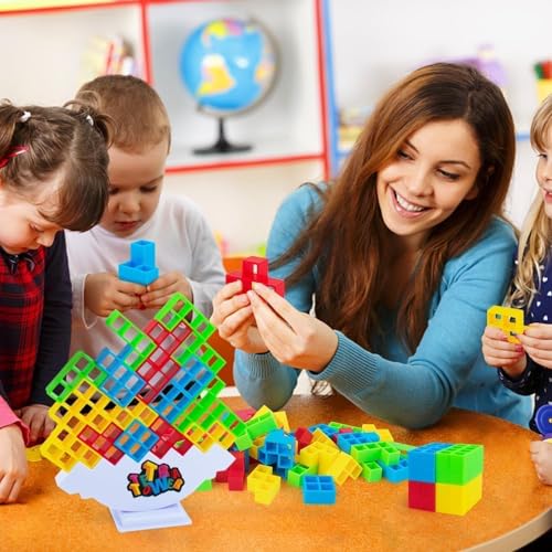 HOMOZE Tetra Tower Game 32 Pcs (4 Shapes)  Stack Tower Blocks with 22