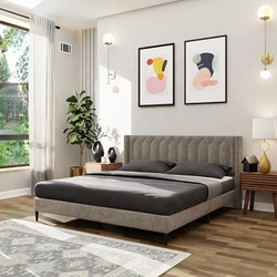 Royaloak Meadow Upholstered Queen Bed | Velvet Upholstery Fabric | Dia