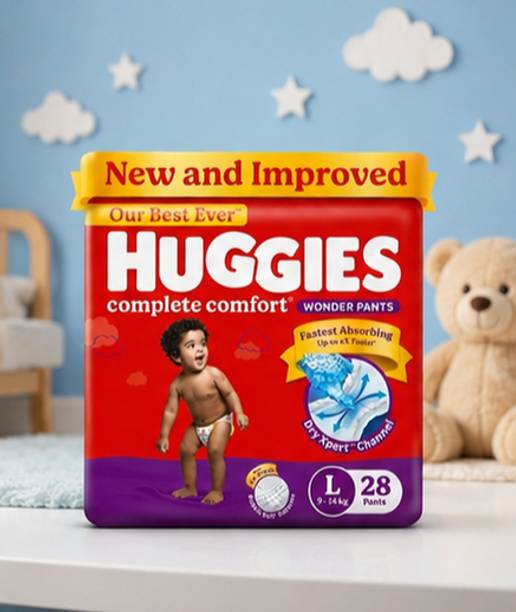 Huggies Baby Diaper Pants Large L 28 Count Leak Protection Pant Diaper