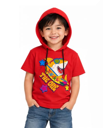 WINGS 2 FLY Boys Half Sleeve Hooded T-Shirt | Stylish Hoodie Tee for K