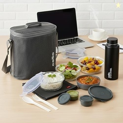 CELLO MF Glassy Pro Max Lunch Box with Bag for Office Grey | 3x400ml G