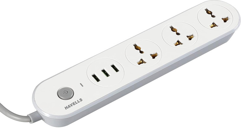 HAVELLS USB Star 5  Socket Extension Boards (White, Grey, 1.5 m)