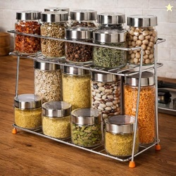 CHHAAP Stainless Steel 2 Layer Spice Rack | Modular Kitchen Storage Or