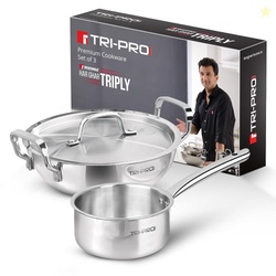 TriPro Triply Stainless Steel 3 Pcs Cookware Set - 24cm (3L) Indian Wo