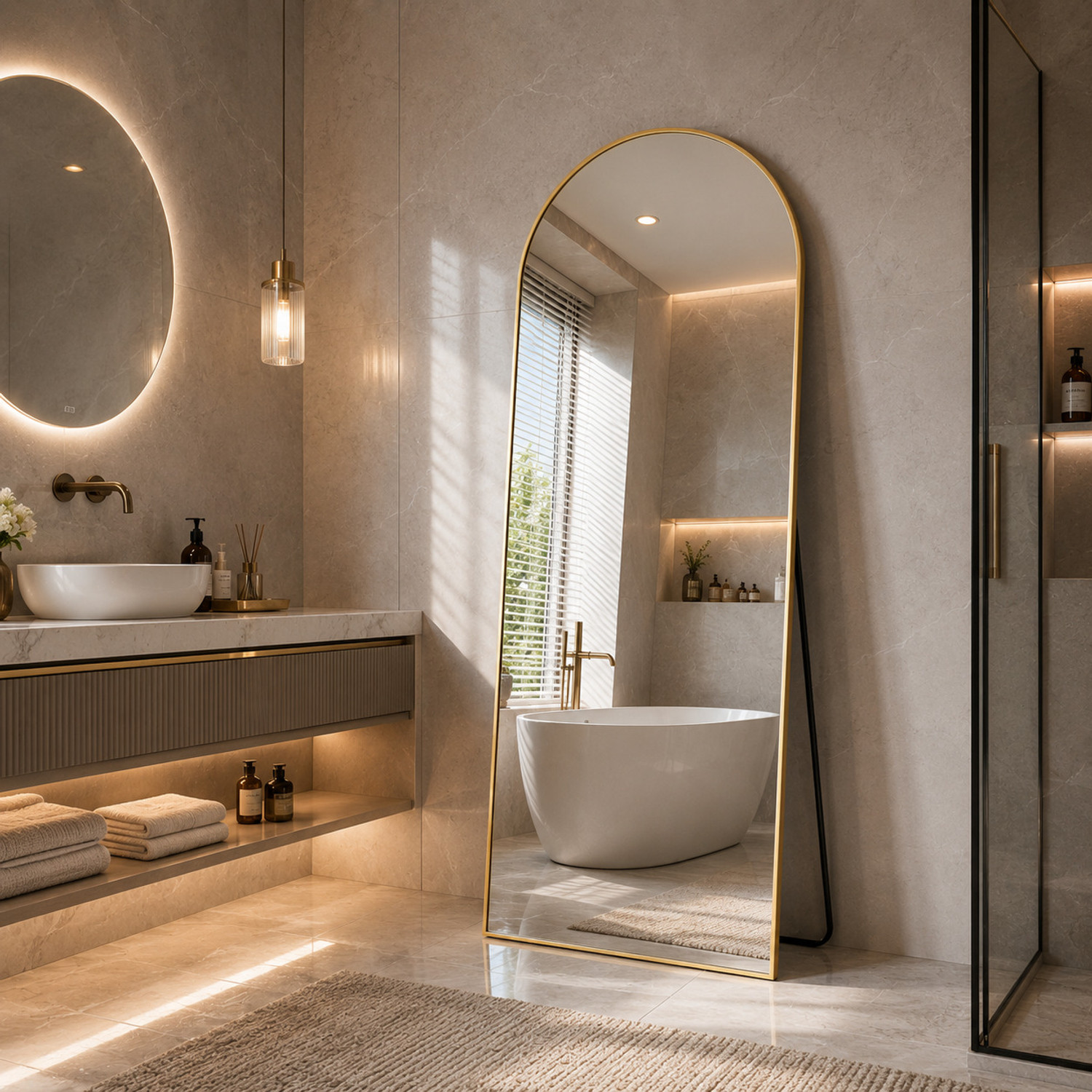 LUPPRA Arched Full Length Mirror - GOLD Frame (155 x 45 cm) Bathroom M