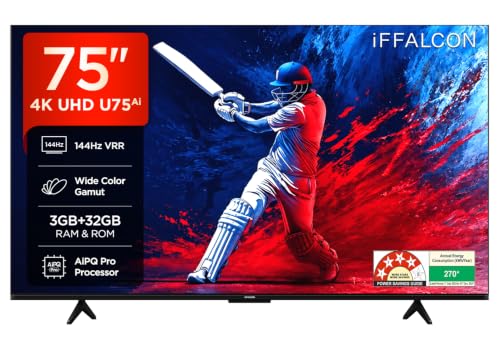iFFALCON 189 cm (75 Inches) 4K UHD Smart LED Google TV | 144Hz VRR | 3