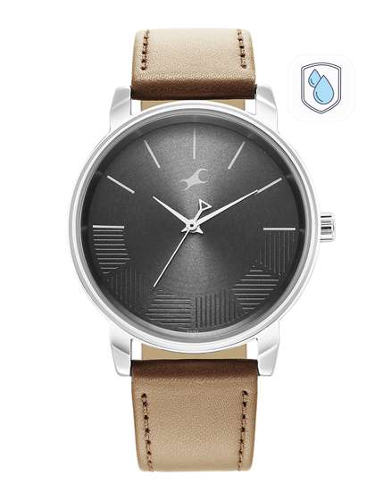 Fastrack Men Black Brass Dial & Brown Leather Straps Analogue Watch- 3
