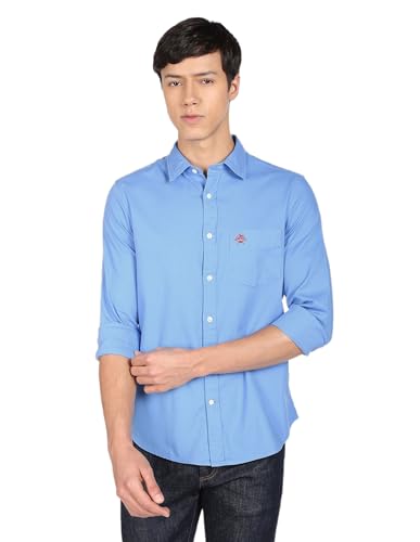U.S. Polo ASSN. Men's Solid Spread Collar Premium Cotton Dobby Tailore