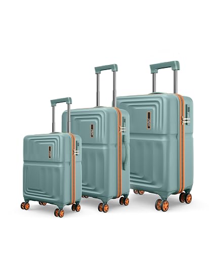 Safari Roma Hard Luggage Trolley Bag with 8 Wheels Set of Cabin, Mediu
