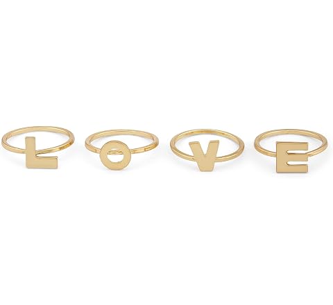 ZAVERI PEARLS Set of 4 Gold Tone LOVE Contemporary Rings For Women-ZPF