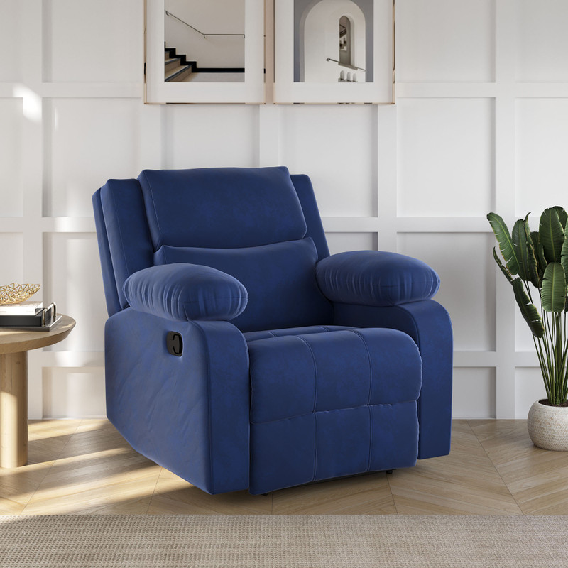 softland Fabric Manual Recliner (Finish Color - Blue, DIY(Do-It-Yourse