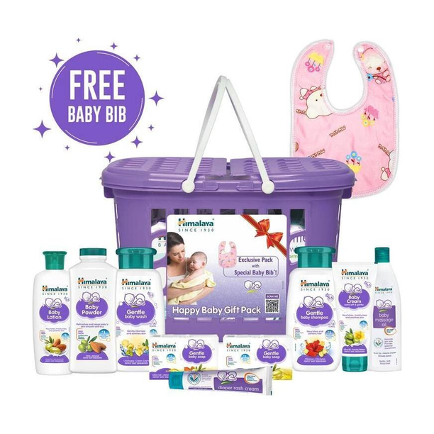 HIMALAYA Happy Baby Gift Pack with Baby Bib (9 in 1) Purple