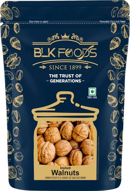 BLK FOODS Walnut Inshell 900g | Whole Akhrot Dry Fruit Pack Walnuts 1