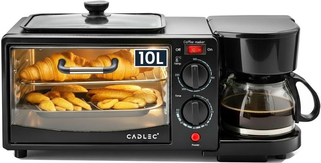 Cadlec 10-Litre 3 in 1 Breakfast Maker With Oven, Coffee Maker, Frying