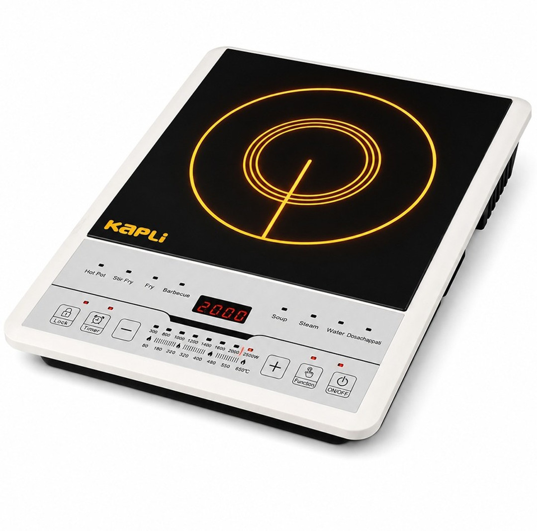 KAPLI 2000 W Induction Cooktop Touch Panel Black, White, 8 Preset Cook