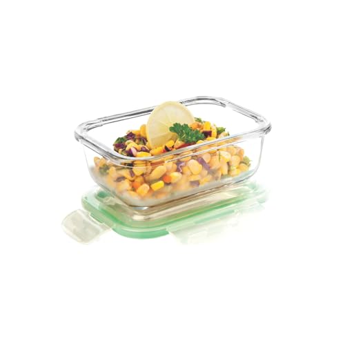 SIGNORA WARE Borosilicate Glass Rectangular Container with Lid, 370ml,