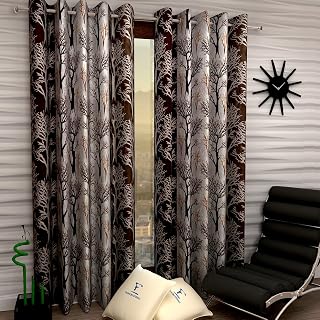 Fashion String 2 Pieces Long Tree Eyelet Polyester Door Curtains- 7 Fe