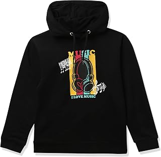 Boy's Cotton Neck Hooded Sweatshirt (MT-3297E-AN_Black_12-18 Months)