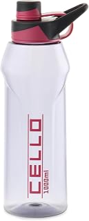 CELLO Fitbe Flip Cap Water Bottle For Daily Use 1000 ml, Black Pink |