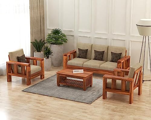 SAAMENIA FURNITURES Solid Sheesham Wooden 5 Seater Sofa Set for Living